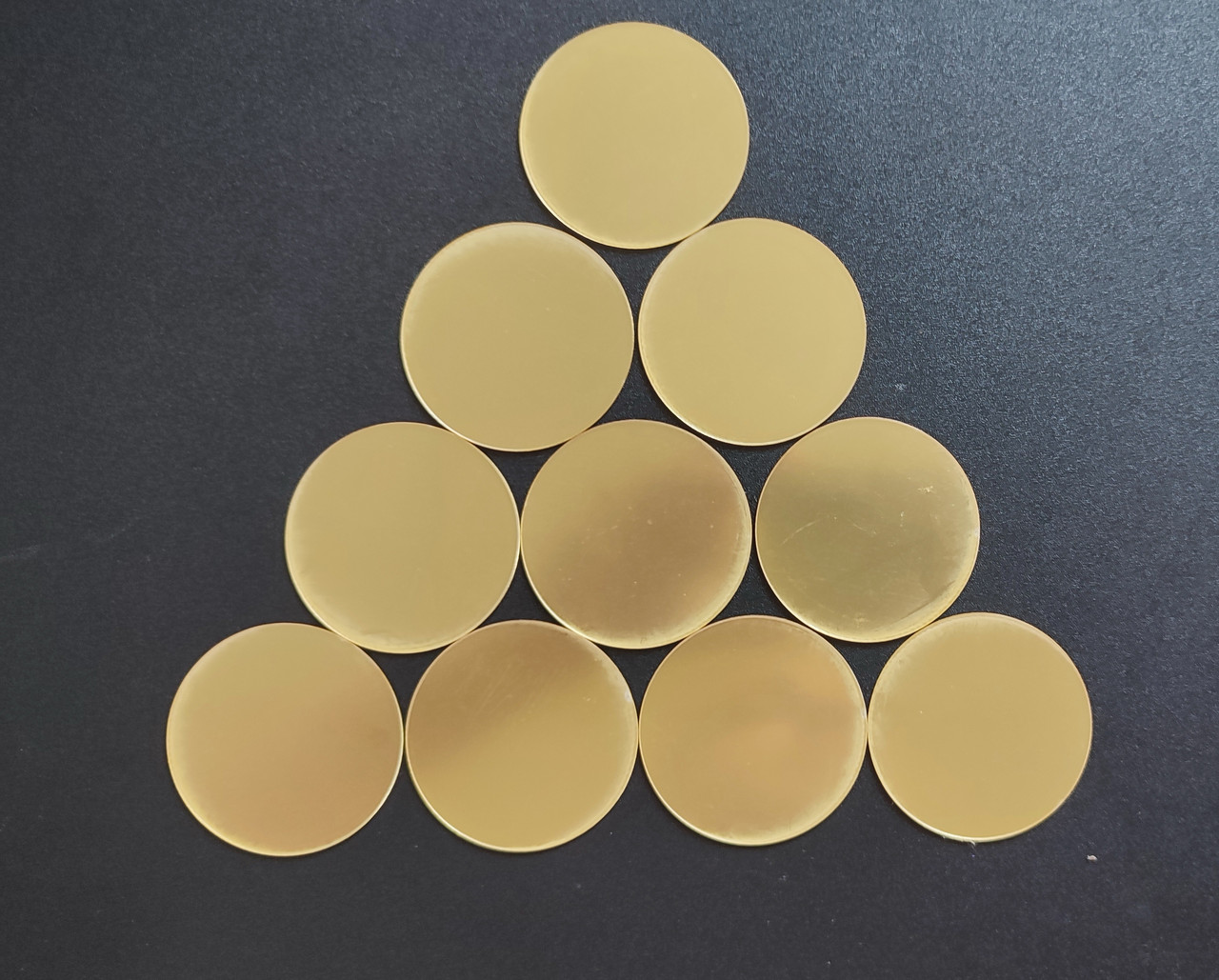 Дзеркальні наклейки круги набір 10 шт (діаметр 6 см) пластикові Золотий Б369-6 см