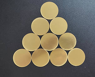 Дзеркальні наклейки круги набір 10 шт (діаметр 6 см) пластикові Золотий Б369-6 см, фото 1