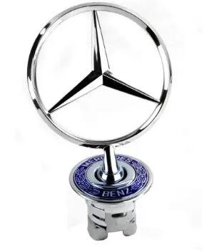 Mercedes-Benz Емблема  приціл на капот колір хром + синє лого
