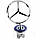 Mercedes-Benz Емблема приціл на капот колір хром + синє лого, фото 3