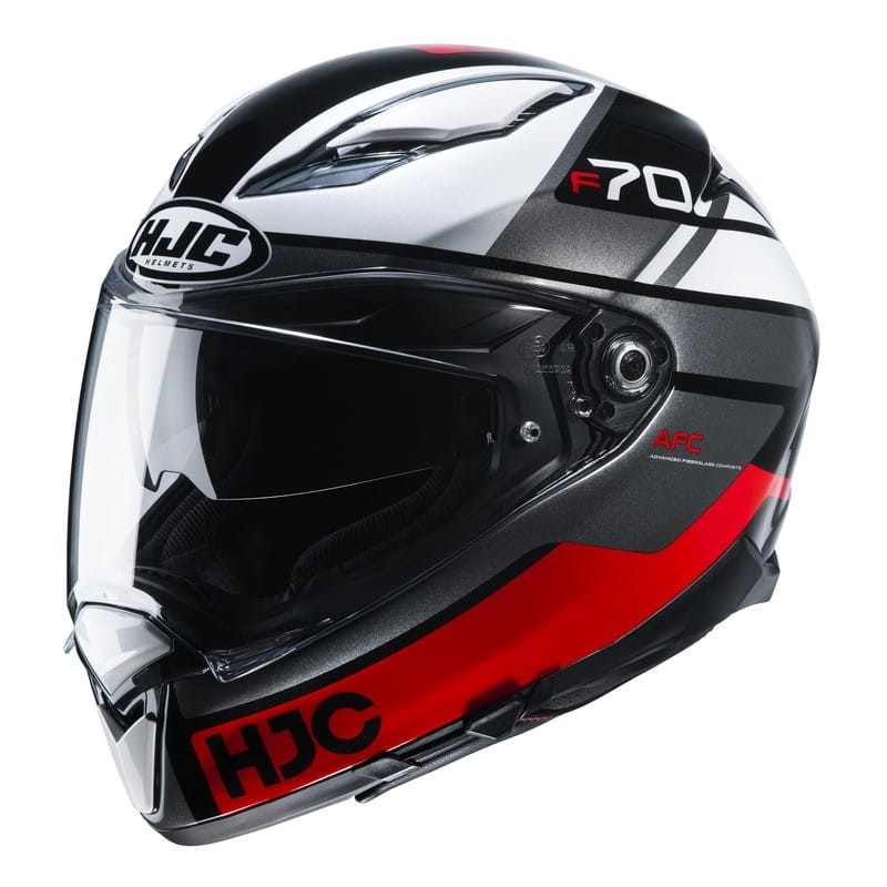 Мотошолом HJC F70 Tino чорно-біло-червоний