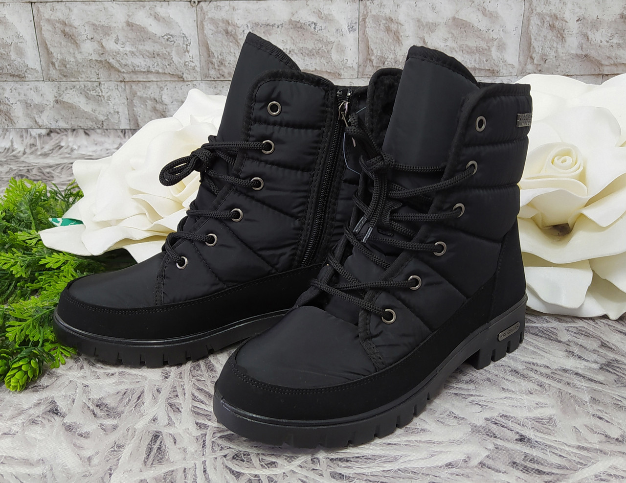 Дутики жіночі на хутрі з 37 розмір чорний колір 3406