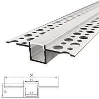 Профіль алюмінієвий анодований для монтажу в гіпсокартон LLS639 та матовий розсіювач (Комплект 3м.)