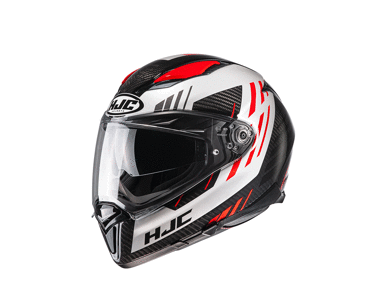 Мотошолом HJC F70 Carbon Kesta чорно-біло-червоний