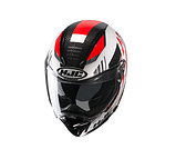 Мотошолом HJC F70 Carbon Kesta чорно-біло-червоний, фото 2