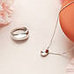 Комплект срібний Лаконічність сережки класичні каблучка та кольє з крапелькою, фото 2