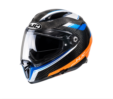 Мотошолом HJC F70 Carbon Ubis чорно-синьо-помаранчевий