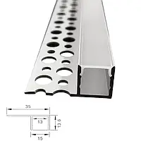 Профиль для монтажа в плитку алюминиевый анодированный LLS2001 и матовый рассеиватель (Комплект 3м.)