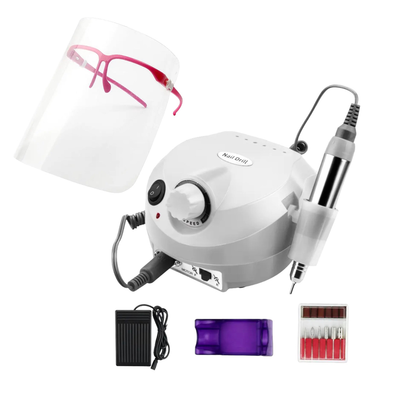 Фрезер для манікюра ZS-601, білий + (окуляри - екран)