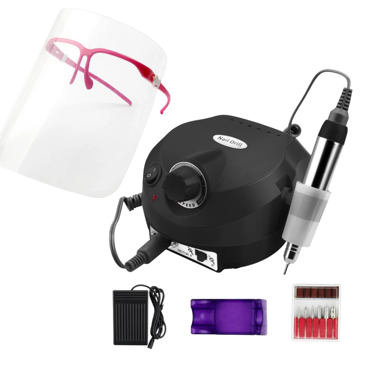 Фрезер для манікюра ZS-601, чорний + (окуляри - екран)