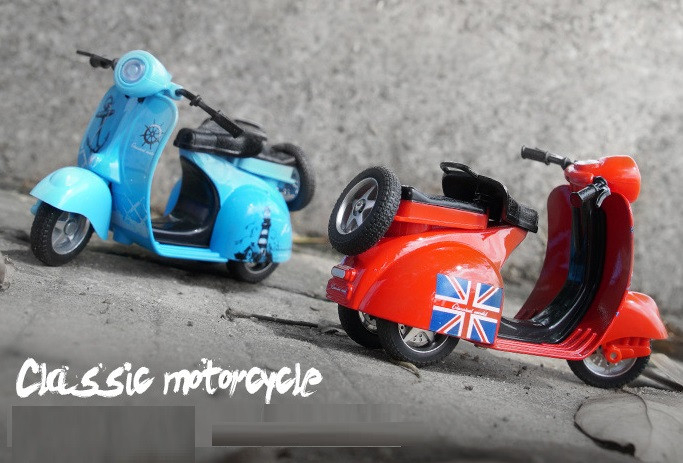 Модель ретро триколісний скутер, інерційний, світло, звук, Масштаб 1:14, фото 1