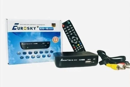 Цифровий ефірний приймач DVB-T2 приставка Eurosky ES-16 Mini тюнер T2 (621879)