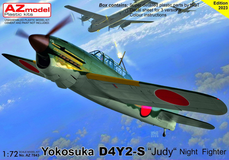 Пластикова модель 1/72 AZ model 7843 японський палубний нічний винищувач Yokosuka D4Y2-S "Judy" Night Fighter
