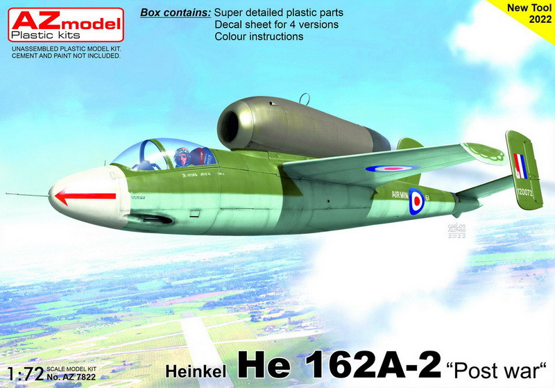 Пластикова модель 1/72 AZ model 7822 Heinkel He 162A-2 "Post war"
