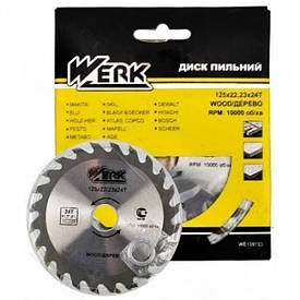 Диск пиляльний для дерева — 115х22,23 24 зуба. (WERK) 36092
