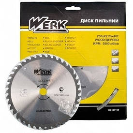 Диск пиляльний для дерева — 150х22,23 40 зуб. (WERK) 36098