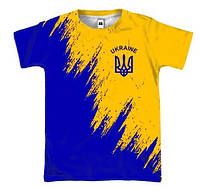Мужская футболка с полной запечаткой Ukraine (желто-синяя) (3D футболка).