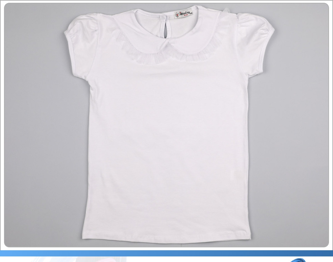 Белая блуза с коротким рукавом для девочек 6/11 лет; Опт. Турция - фото 1 - id-p1883960014