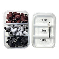 Пісочні ковпачки (барабани) для педикюру 75 шт і металева основа для них