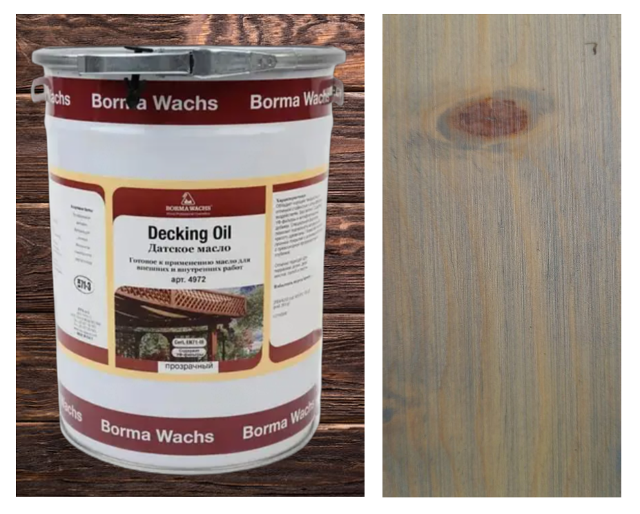 Палубна олія/масло (терасна) Decking Oil, Borma Wachs на сосні, колір Попіл