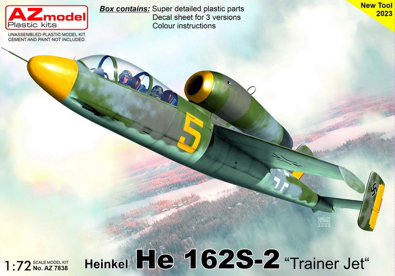 Пластикова модель 1/72 AZ model 7838 Heinkel He-162S-2 'Trainer Jet'