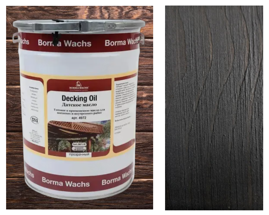 Палубна олія/масло (терасна) Decking Oil, Borma Wachs на сосні, колір Чорний Античний