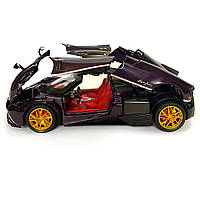 Машинка металева іграшкова Pagani huayra Roadster, Авто Експерт, 1:24, фіолетова, світло, звук, інерція, відкр. двері, 21*5,5*9см., фото 5