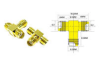 Тройник для FPV и радиооборудования (SMA F - SMA F - SMA F) MK official