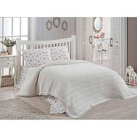 Летний набор постельного белья с вафельным покрывалом DO&CO Dantelli Pike цвет кремовый