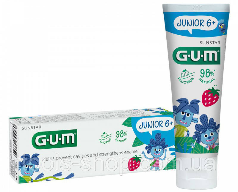 Зубна паста-гель GUM Junior Monster для дітей від 6 років 50 мл, фото 1