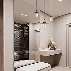 Чорний підвісний світильник 22см (52-837F-1 BK+WH), фото 4