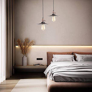 Чорний підвісний світильник 22см (52-837F-1 BK+WH), фото 2