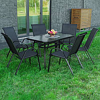 Комплект садовой мебели на дачу 4Points Udine-6 с прямоугольным столом и шестью стульями для сада для кафе