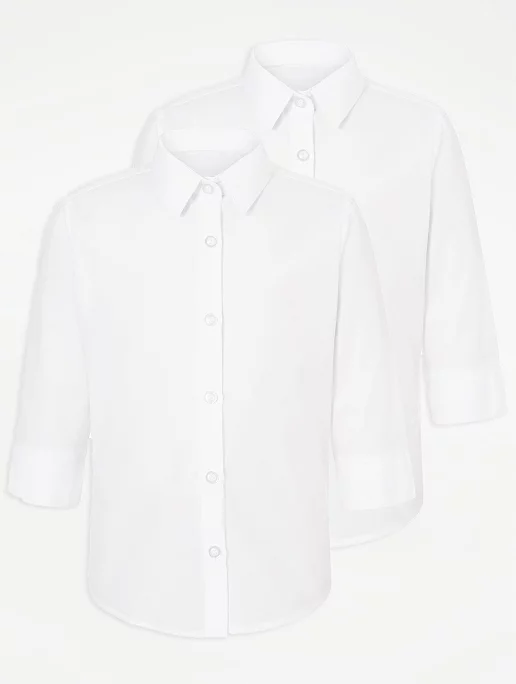 Дитяча блузка / сорочка для дівчинки шкільна, з рукавом 3/4 три чверті - George, розміри 122-146