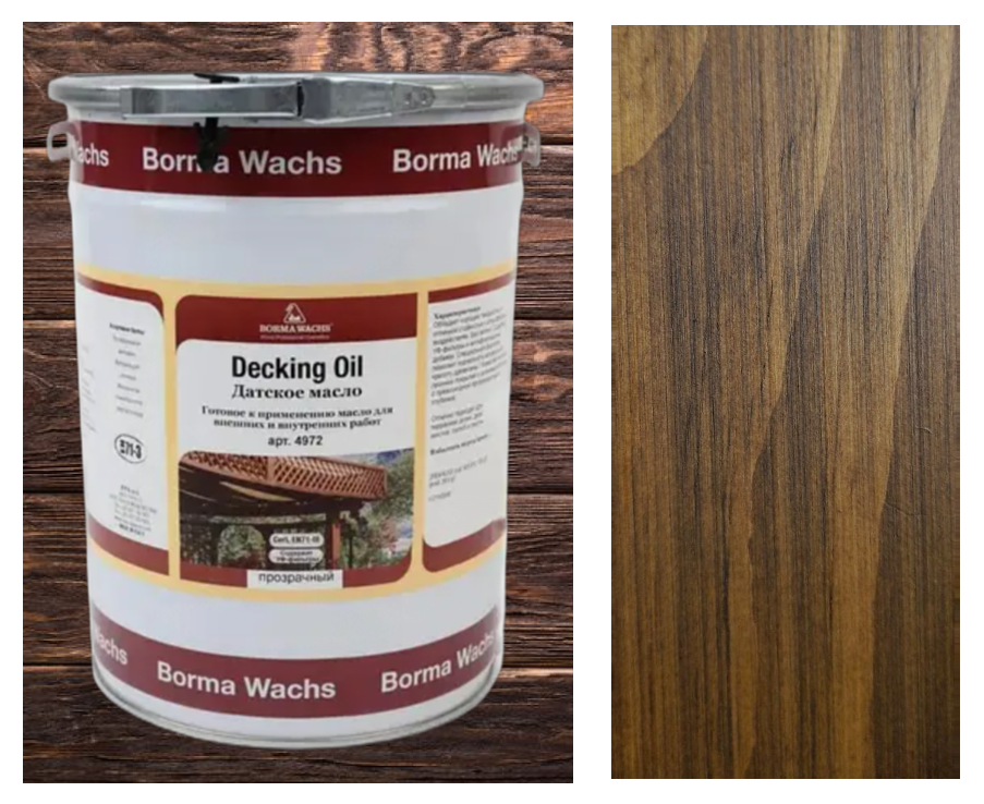 Палубное масло (террасное) Decking Oil, Borma Wachs на сосне, цвет ...