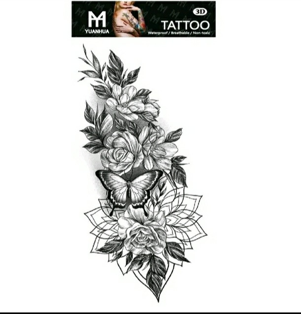 Тату tattoo тимчасове тату наклейка на тіло метелик