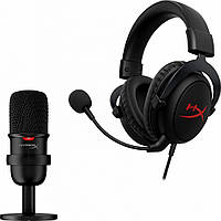 Комплект навушники HyperX Streamer Starter Pack Cloud Core + мікрофон SoloCast (HBNDL0001)