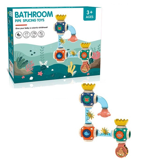 Іграшка для купання 390B, збірна труба на липучках, водоспад лабіринт для ванної, лопаті, іграшка для дітей
