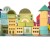 Дерев'яні блоки великий набір 100 елементів , місто (сортер, головоломка , сумка) KRUZZEL 19159 Польща, фото 7