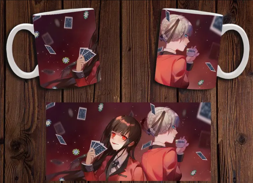 Чашка біла керамічна "Безумний азарт" Kakegurui ABC