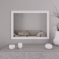Настенное зеркало 79х59 в белой раме Black Mirror в гостиную