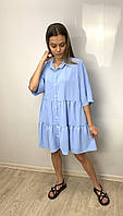 Туніка-плаття, креп американський, колір блакитний, розмір універсальний