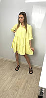 Туніка сукня, креп американський, колір жовтий, розмір універсальний