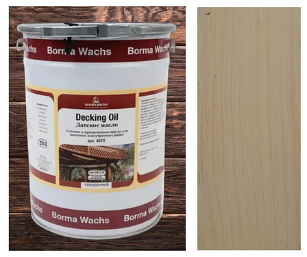 Палубна олія/масло (терасна) Decking Oil, Borma Wachs на сосні, колір Білий, фото 1