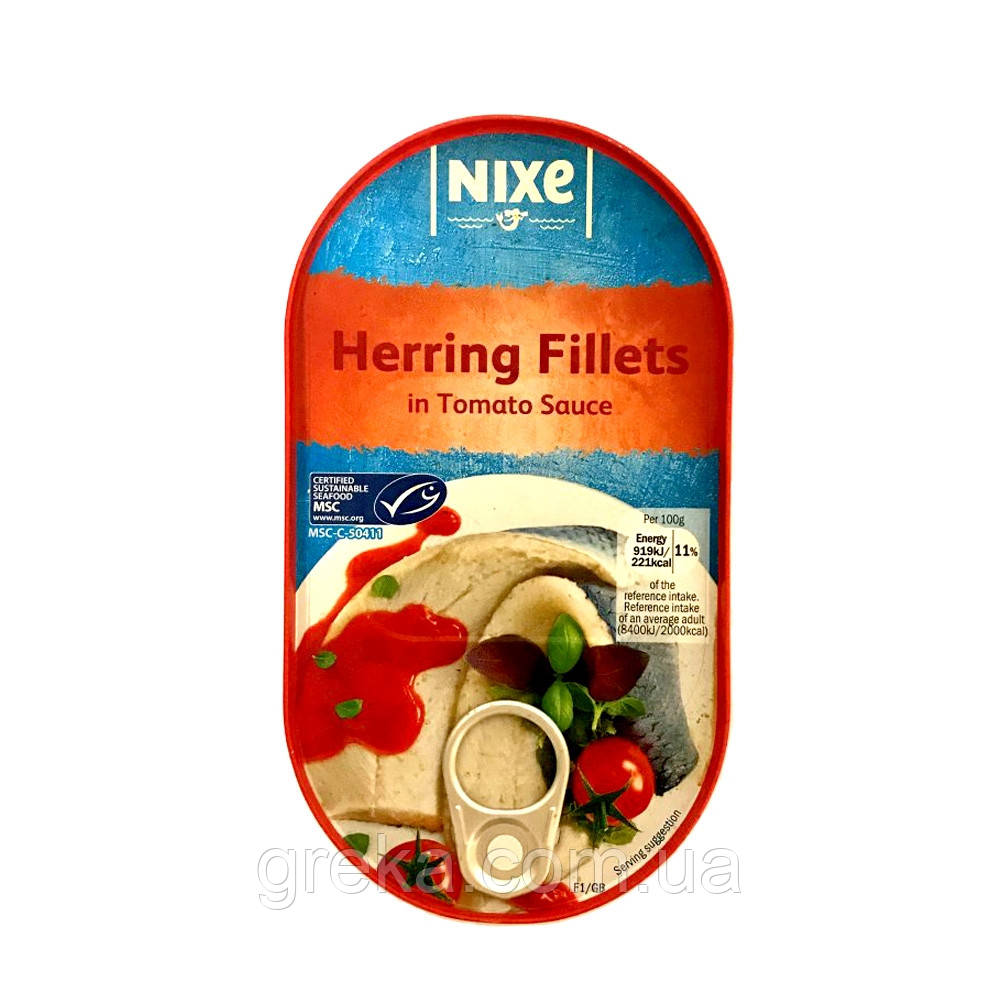 Копчене філе оселедця в томатному соусі 190 г NIXE, фото 1