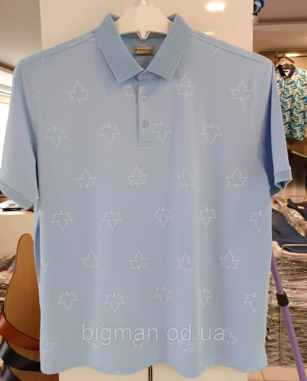 Чоловіча блакитна футболка поло з коротким рукавом Grand la Vita Туреччина (батал) великий розмір 7XL