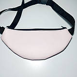 Поясна сумка бананка плоска колір пудра шкірозамінник, фото 2