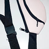 Поясна сумка бананка плоска колір пудра шкірозамінник, фото 3