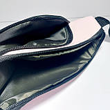 Поясна сумка бананка плоска колір пудра шкірозамінник, фото 4