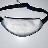 Поясна сумка бананка плоский колір сріблястий шкірозамінник, фото 2